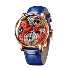 새로운 쿼츠 시계 공장 손목 시계 블링 크리스탈 라인스톤 시계 비즈니스 방수 사파이어 유리 드래곤 홀로우 OU 시계 남성 손목