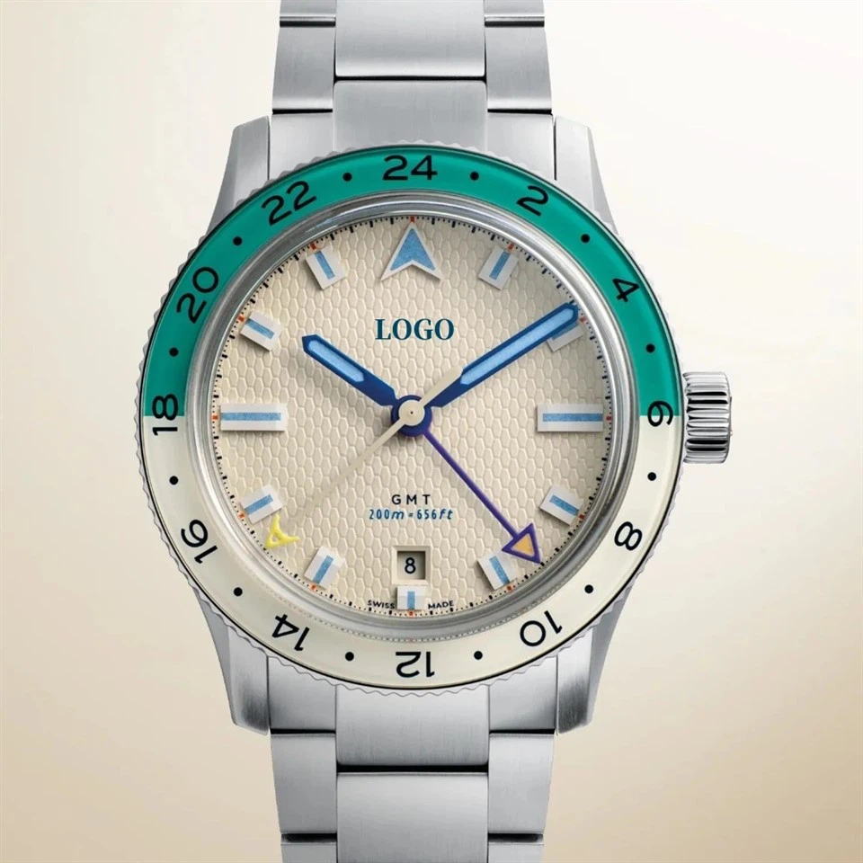 Swiss SW330-2 Mens Automatic GMT Watches With FKM Strap