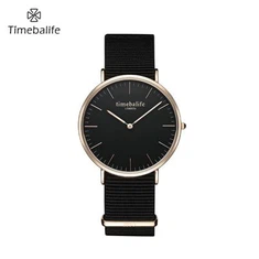 검은 얼굴 Mens 나일론 스트랩 시계