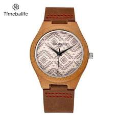 가죽 남성 우드 시계